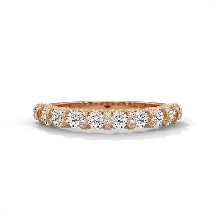 10K White Gold Round Lab Diamond U-Prong Half Eternity Wedding Band  rose gold video