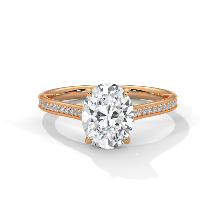 10K White Gold 2.0 CT Oval Lab Grown Diamond Solitaire Pave Engagement Ring rose gold video