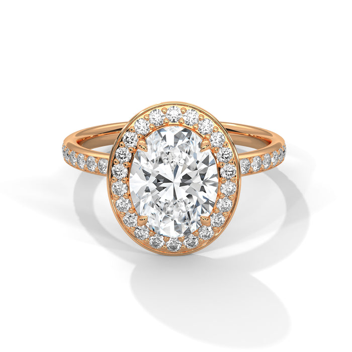 10K White Gold 2.0 CT Oval Lab Grown Diamond Halo Pave Engagement Ring rose gold video