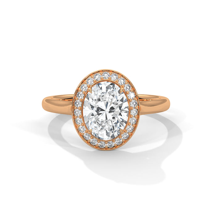 Radiant 10K White Gold 2.0 CT Oval Lab Grown Diamond Halo Solitaire Engagement Ring rose gold video