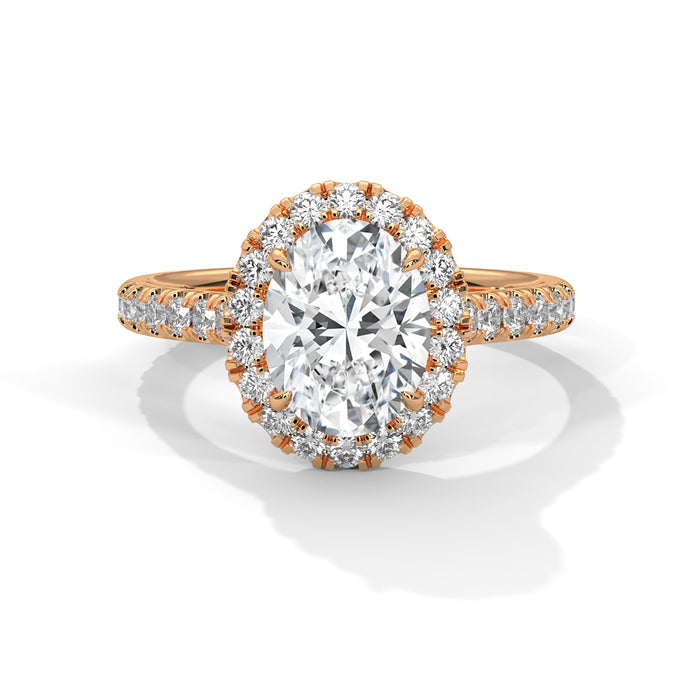 Dazzling 10K White Gold 2.0 CTW Oval Lab Grown Diamond Halo Pave Engagement Ring rose gold video