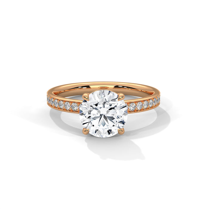 10K White Gold 2.0 CT Round Lab Grown Diamond Solitaire Pave Hidden Halo Engagement Ring rose gold video