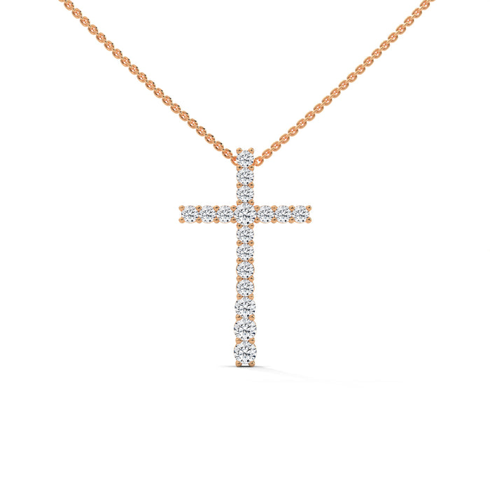 10K White Gold Pave Round Lab Grown Diamond Cross Pendant Necklace | 0.48 Carat Total Weight rose gold video