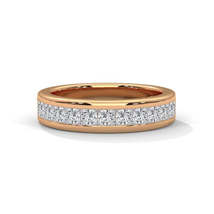 10K White Gold Channel Set Princess Cut Lab Grown Diamond Half Eternity Wedding Band rose gold video