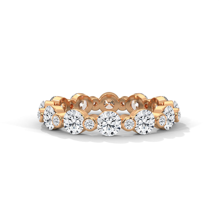 10K White Gold Alternating Round Lab Grown Diamond Full Eternity Wedding Band rose gold video