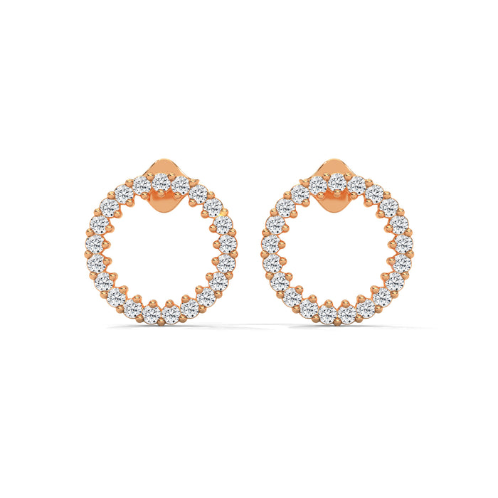 Round Cut Diamond Circle Hoop Earrings rose gold video