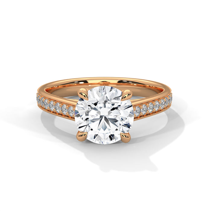 10K White Gold 2.0 CT Round Lab Grown Diamond Solitaire Pave Engagement Ring rose gold video