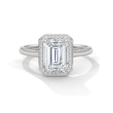Dazzling 10K White Gold 1.75 CT Emerald Cut Lab Grown Diamond Halo Ring
