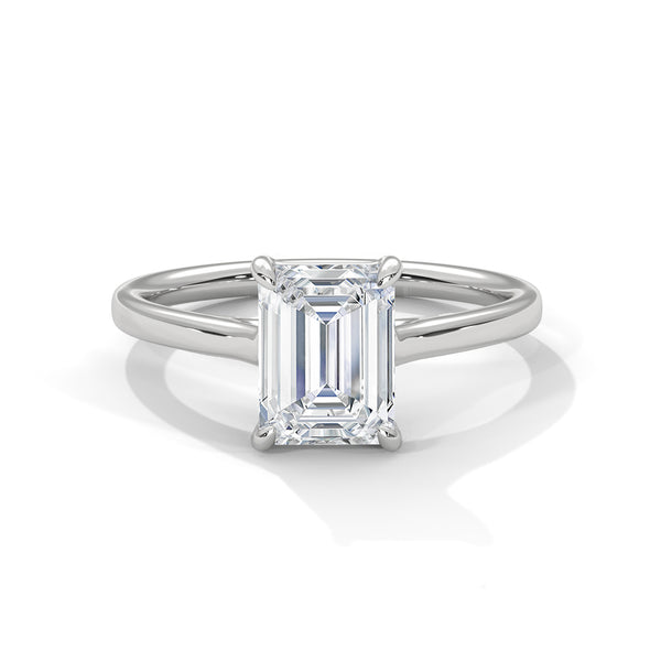 10K White Gold 1.75 Carat Emerald Lab Grown Diamond Solitaire Ring