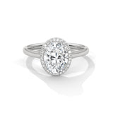 10K White Gold 2.0 Carat Oval Lab Grown Diamond Halo Engagement Ring