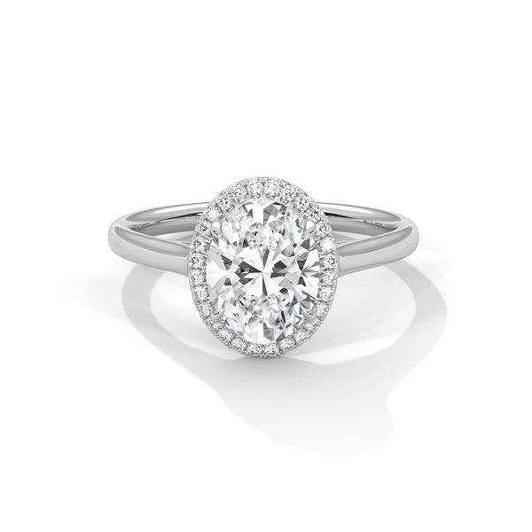 10K White Gold 2.0 Carat Oval Lab Grown Diamond Halo Engagement Ring