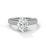 10K White Gold 2.0 CT Oval Lab Grown Diamond Pave Accent Ring