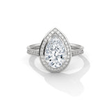 2 Carat Pear Cut Lab Grown Diamond Halo Engagement Ring in 10K White Gold