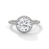 2 CT Round Lab Grown Diamond Halo Pave Engagement Ring - 10K White Gold