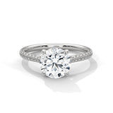 10K White Gold 2.0 Carat Round Lab Grown Diamond Pave Ring