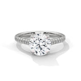 Brilliant 10K White Gold 2.22 CTW Round Lab Grown Diamond Pave Engagement Ring