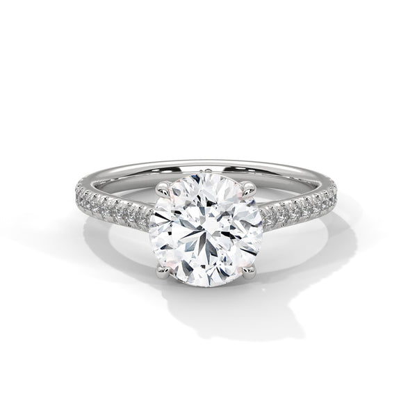 Brilliant 10K White Gold 2.22 CTW Round Lab Grown Diamond Pave Engagement Ring