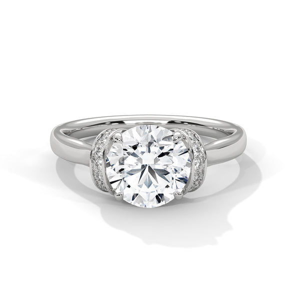 2 CT Round Lab Grown Diamond Pavé Engagement Ring in 10K White Gold