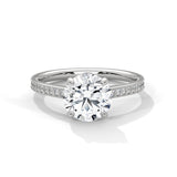 2 CT Round Lab Grown Diamond Pave Engagement Ring - 10K White Gold