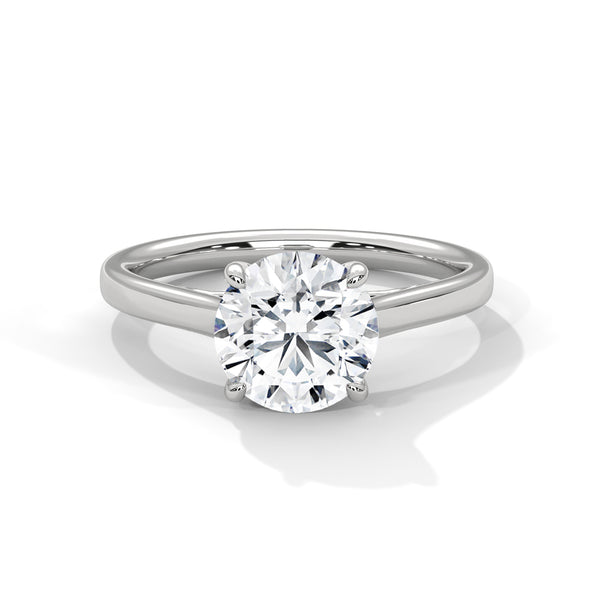 Classic 10K White Gold 2 Carat Round Lab Grown Diamond Solitaire Ring