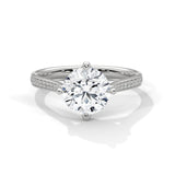 Stunning 10K White Gold 2.0 CT Round Lab Grown Diamond Pave Engagement Ring