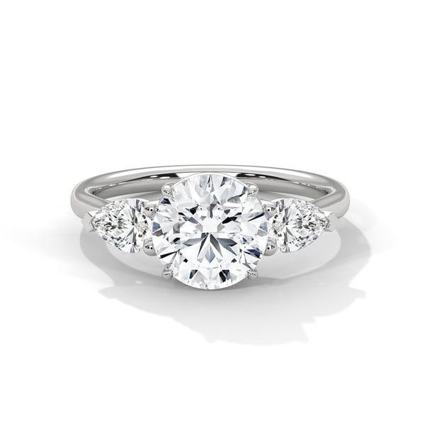 2 CT Round Lab Grown Diamond 3 Stone Engagement Ring in 10K White Gold