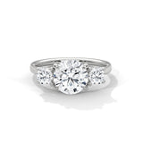 10K White Gold 2.0 Carat Round Lab Grown Diamond Three Stone Ring