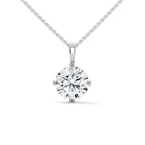 10K White Gold Round Lab Grown Diamond Four-Prong Solitaire Necklace with Lattice Setting | 2.00 Carat Total Weight