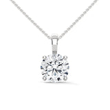 10K White Gold Round Lab Grown Diamond Four-Prong Solitaire Pendant Necklace | 2.75 Carat Total Weight