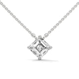 10K White Gold Asscher Cut Lab Grown Diamond Solitaire Pendant Necklace | 1.00 Carat Total Weight