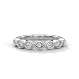 Ethical 10K White Gold Bezel Set Round Style Lab Diamond Half Eternity Band