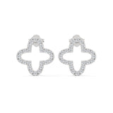 10K White Gold 0.76 CTW Lab Grown Diamond Clover Pave Stud Earrings