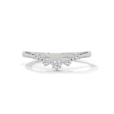 Curved Round Lab Grown Diamond Wedding Band in 10K White Gold