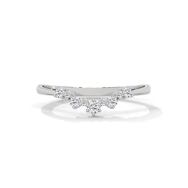 Curved Round Lab Grown Diamond Wedding Band in 10K White Gold