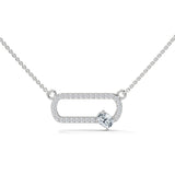 10K White Gold Pave Frame Lab Grown Diamond Pendant with Cushion Solitaire | 0.17 Carat Total Weight