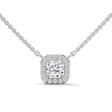 10K White Gold Round Cut Lab Grown Diamond Halo Rectangular Pendant Necklace | 0.33 Carat Total Weight