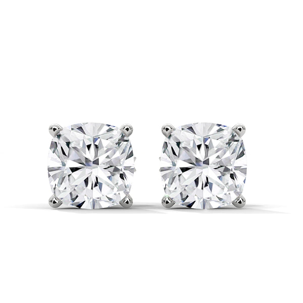 10K White Gold 1.25 CT Cushion Cut Lab Grown Diamond Stud Earrings