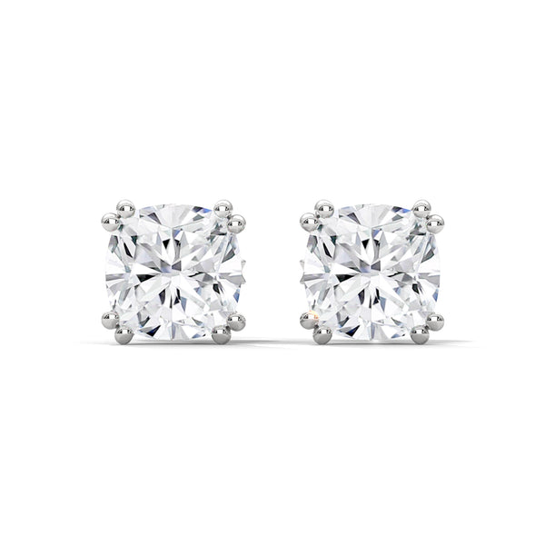 10K White Gold 1.25 CT Cushion Cut Lab Grown Diamond Stud Earrings