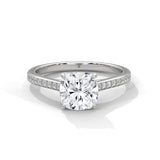 10K White Gold 2.0 CT Cushion Lab Grown Diamond Solitaire Pave Engagement Ring