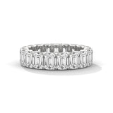 Emerald Cut Lab Diamond Full Eternity Wedding Band in 10K White Gold