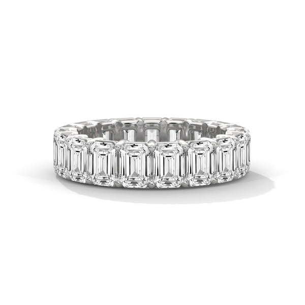 Emerald Cut Lab Diamond Full Eternity Wedding Band in 10K White Gold