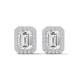 10K White Gold 0.75 CT Emerald Cut Lab Grown Diamond Halo Stud Earrings