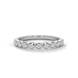 10K White Gold Floating Round Lab Grown Diamond Half Eternity Wedding Band