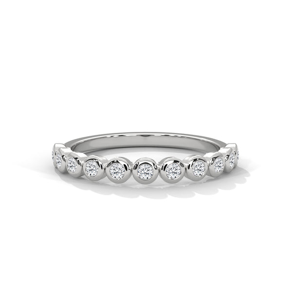 10K White Gold Floating Round Lab Grown Diamond Half Eternity Wedding Band