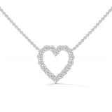 10K White Gold Round Lab Grown Diamond Pave Set Open Heart Pendant Necklace | 0.45 Carat Total Weight