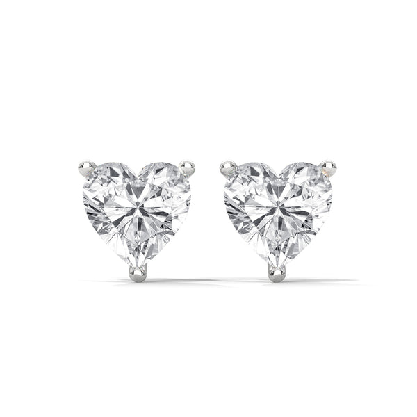 10K White Gold 1.25 CT Heart Shape Lab Grown Diamond Stud Earrings