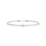 10K White Gold Twisted Cable Round Lab Grown Diamond Cuff Bracelet