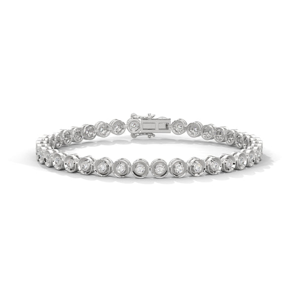10K White Gold Round Lab Grown Diamond Bezel Tennis Bracelet | 0.68 Carat Total Weight