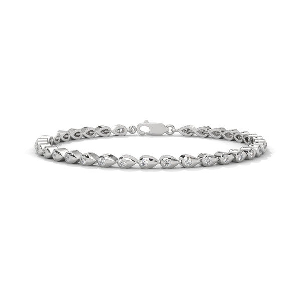 10K White Gold Lab Diamond Teardrop Tennis Bracelet | 1.19 Carat Total Weight