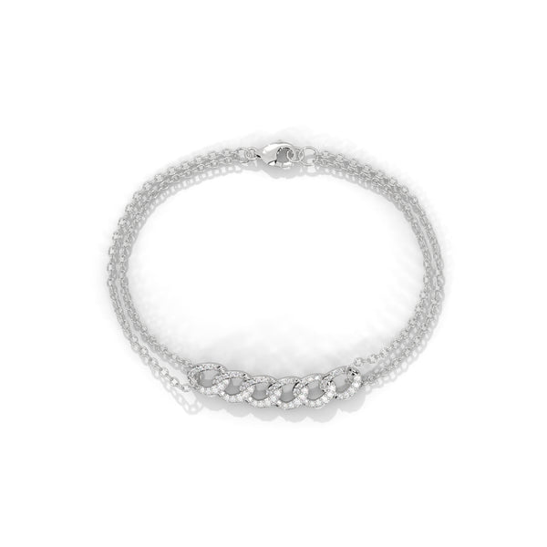 10K White Gold Lab Diamond Pave Linked Chain Bracelet | 0.30 Carat Total Weight